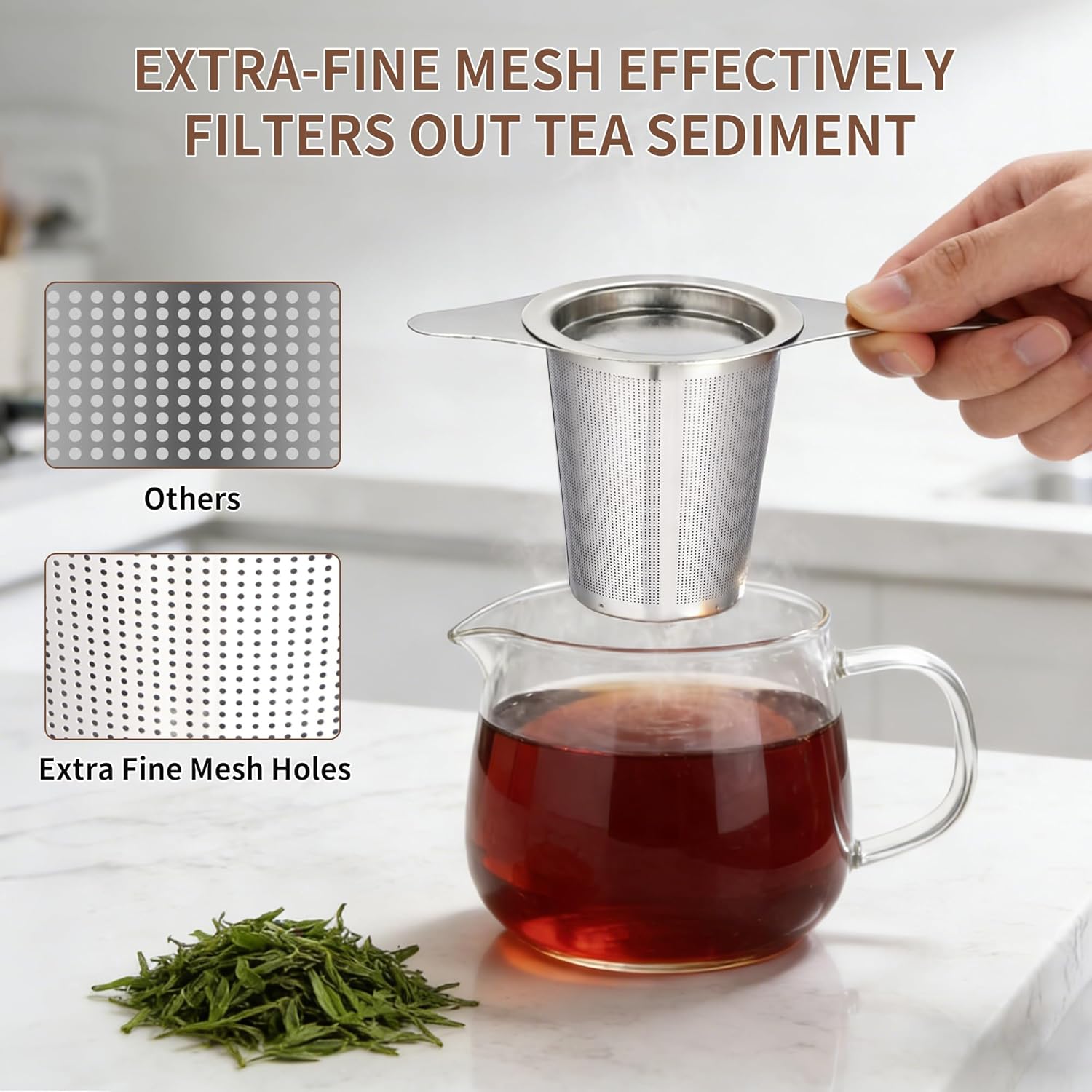 Tea infuser,Stainless Steel Tea Steeper and Strainer, Tea Strainers for Loose Tea - Reusable Durable Infuser V1258-DP02-B-799