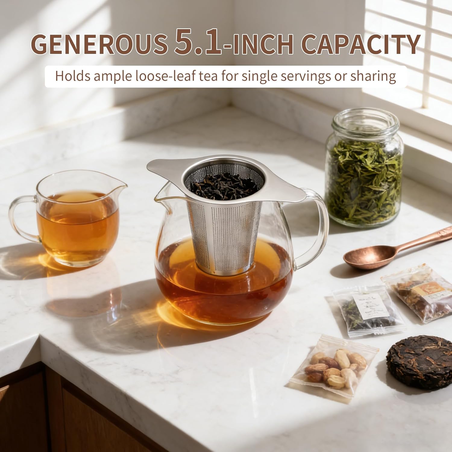 Tea infuser,Stainless Steel Tea Steeper and Strainer, Tea Strainers for Loose Tea - Reusable Durable Infuser V1258-DP02-B-799