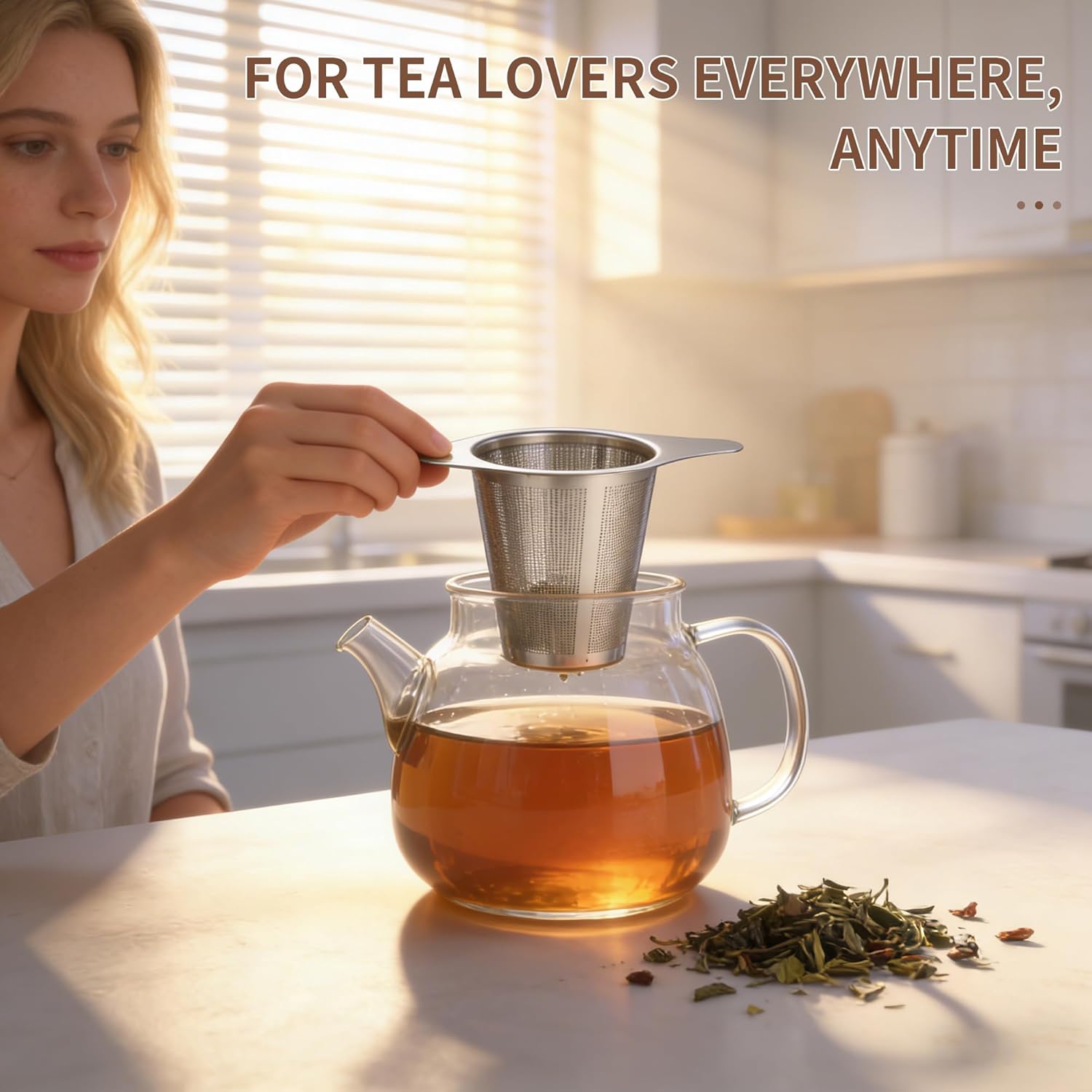 Tea infuser,Stainless Steel Tea Steeper and Strainer, Tea Strainers for Loose Tea - Reusable Durable Infuser V1258-DP02-B-799