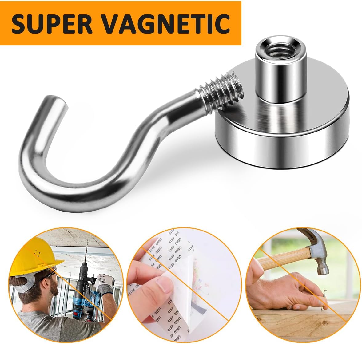 5pcs 25lbs Magnetic Hooks, Refrigerator Magnets, Extra Strong Cruise Hook for Hanging, Adhesive Hooks, No V1258-DP02-B-811