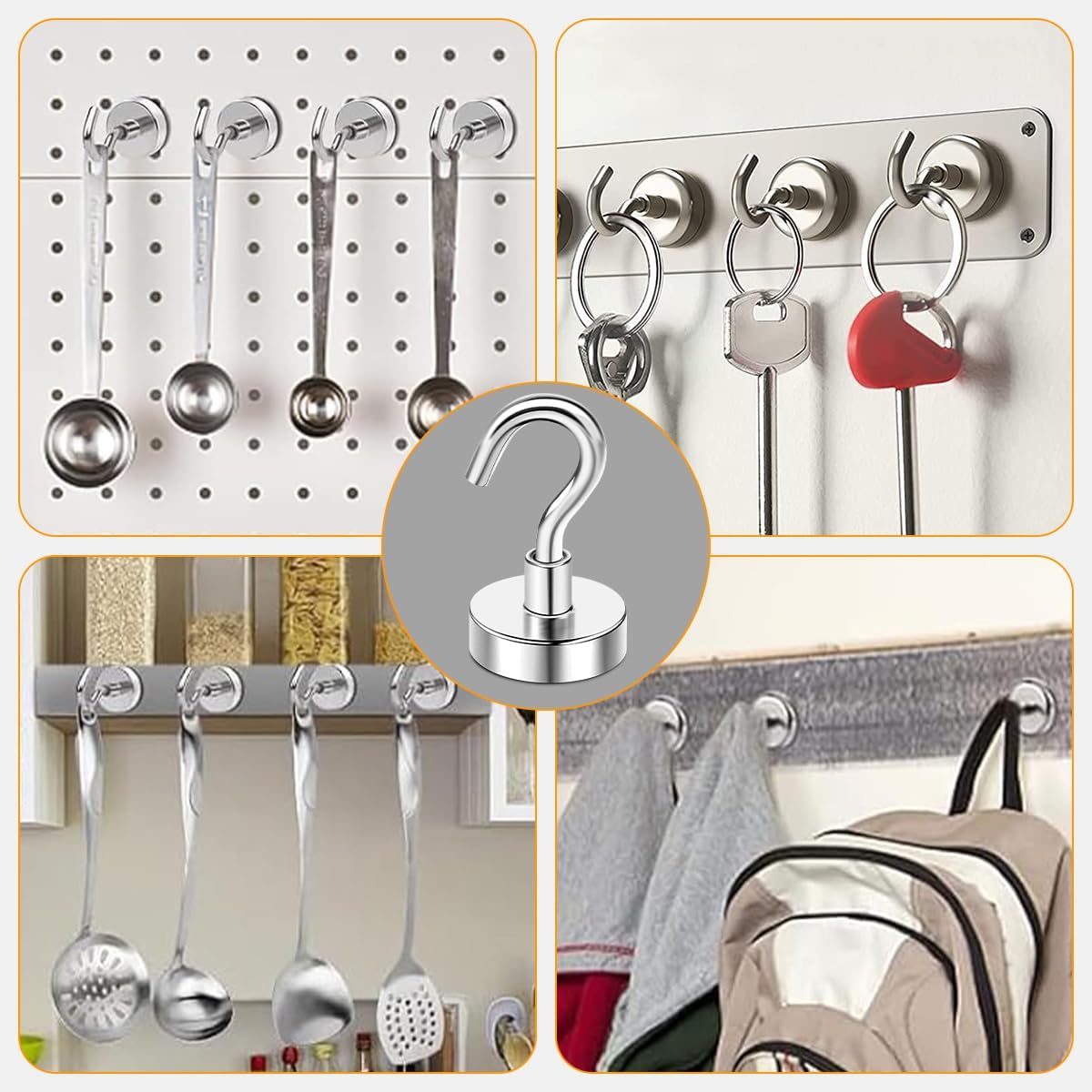 5pcs 25lbs Magnetic Hooks, Refrigerator Magnets, Extra Strong Cruise Hook for Hanging, Adhesive Hooks, No V1258-DP02-B-811