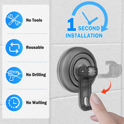 Suction Cup Hooks for Shower, Powerful Vacuum Shower Hook for Towel, Robe, Loofah - Reuseable and Removeable V1258-DP02-B-814