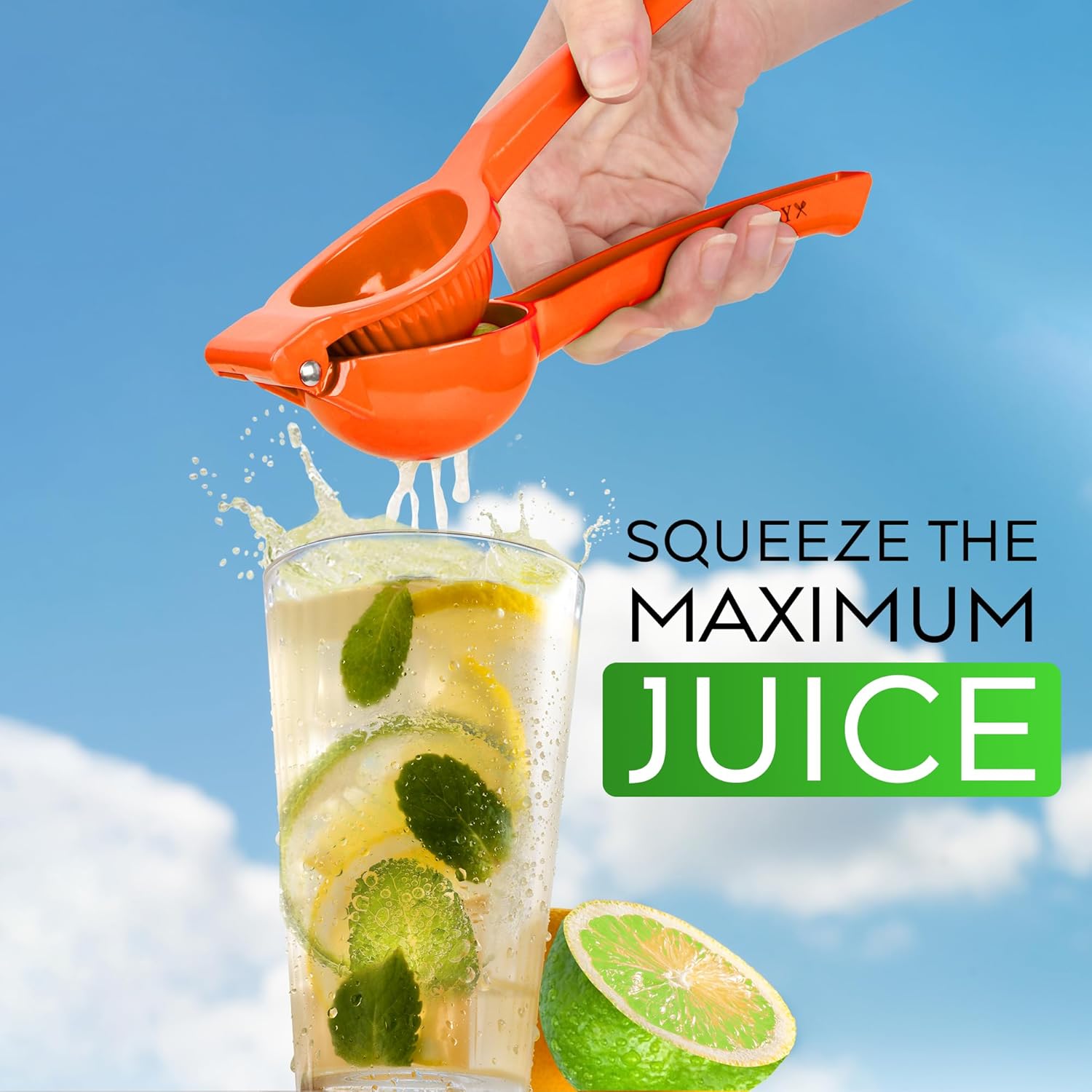 Orange Squeezer - Single Bowl Metal Citrus Juicer Extracts Oranges In Seconds - Easy To Squeeze Manual Press V1258-DP02-B-825