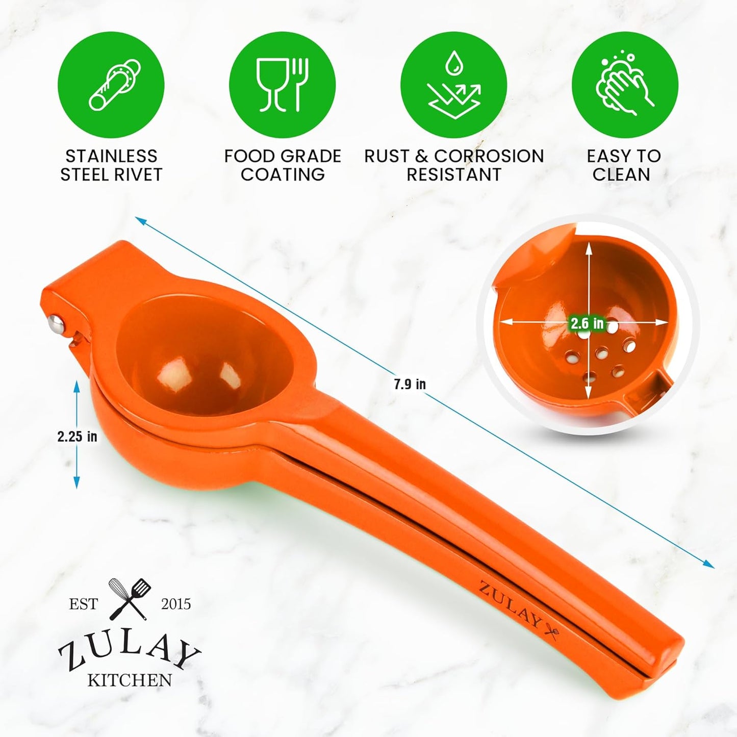 Orange Squeezer - Single Bowl Metal Citrus Juicer Extracts Oranges In Seconds - Easy To Squeeze Manual Press V1258-DP02-B-825