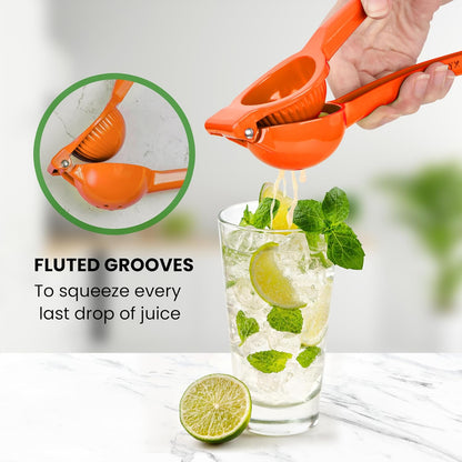 Orange Squeezer - Single Bowl Metal Citrus Juicer Extracts Oranges In Seconds - Easy To Squeeze Manual Press V1258-DP02-B-825