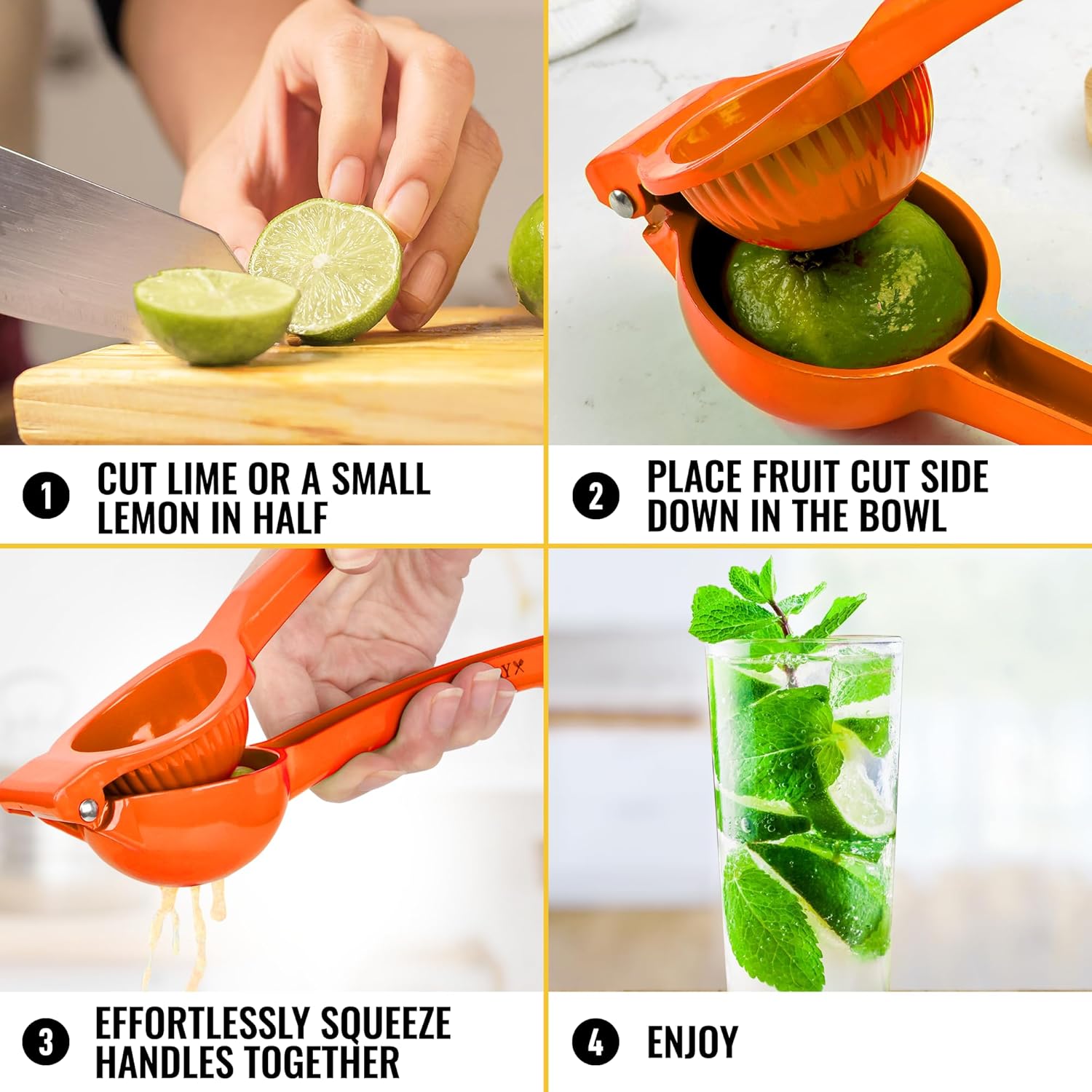 Orange Squeezer - Single Bowl Metal Citrus Juicer Extracts Oranges In Seconds - Easy To Squeeze Manual Press V1258-DP02-B-825
