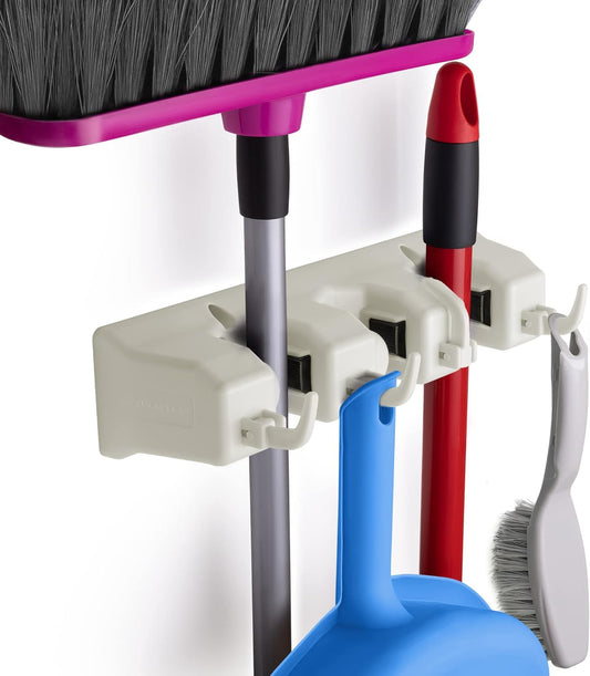 Mop and Broom Organizer Wall Mount - Easy to Install Mop and Broom Holder Wall Mount for Storing Cleaning V1258-DP02-B-826