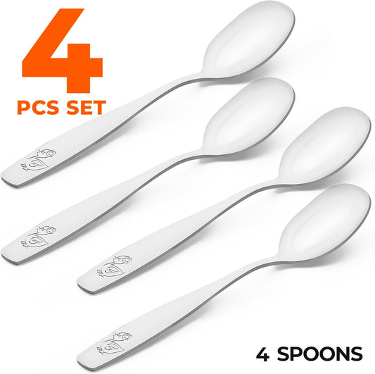 4-Piece Toddler Utensils - Child and Toddler Silverware Set for Self Feeding - Smooth Edged Kids Silverware V1258-DP02-B-827