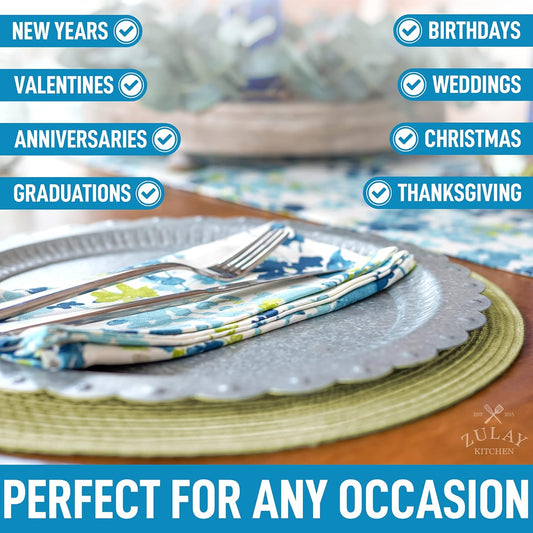 15 Inch Round Placemats for Dining Table Set of 6 - Braided Round Place Mats & Anti-Skid Placemat - Heat V1258-DP02-B-828