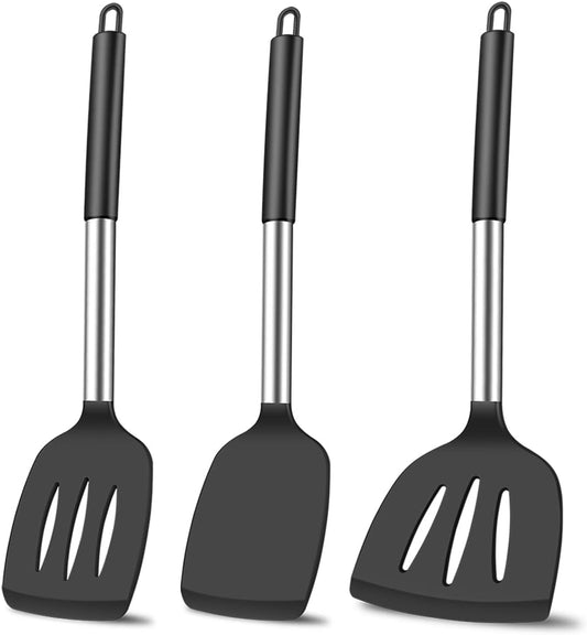 3Pcs Silicone Spatula Set Heat Resistant Spatulas for Nonstick Cookware Fish Turner Plastic Spatulas Rubber V1258-DP02-B-83