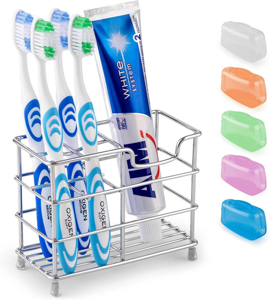 Toothpaste and Toothbrush Holder - Stainless Steel Toothbrush Holders for Bathrooms - Small Toothbrush Stand V1258-DP02-B-830