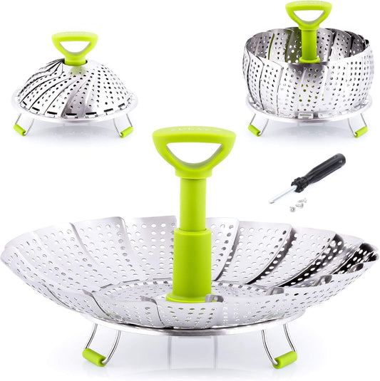 Zulay Adjustable Vegetable Steamer Baskets For Cooking - Foldable Steamer Basket (5.1" to 9") - Expandable V1258-DP02-B-831