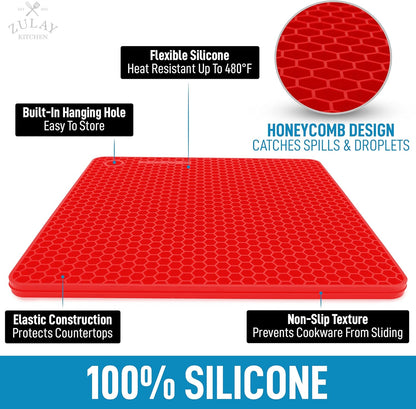 4 Pack Silicone Trivets - 7'x7' Silicone Pot Holders & Coasters - Non Slip, Heat Resistant Mat for Countertop V1258-DP02-B-832