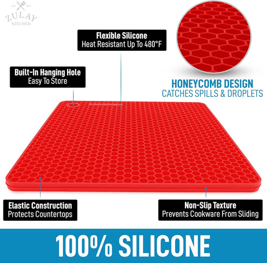 4 Pack Silicone Trivets - 7'x7' Silicone Pot Holders & Coasters - Non Slip, Heat Resistant Mat for Countertop V1258-DP02-B-832