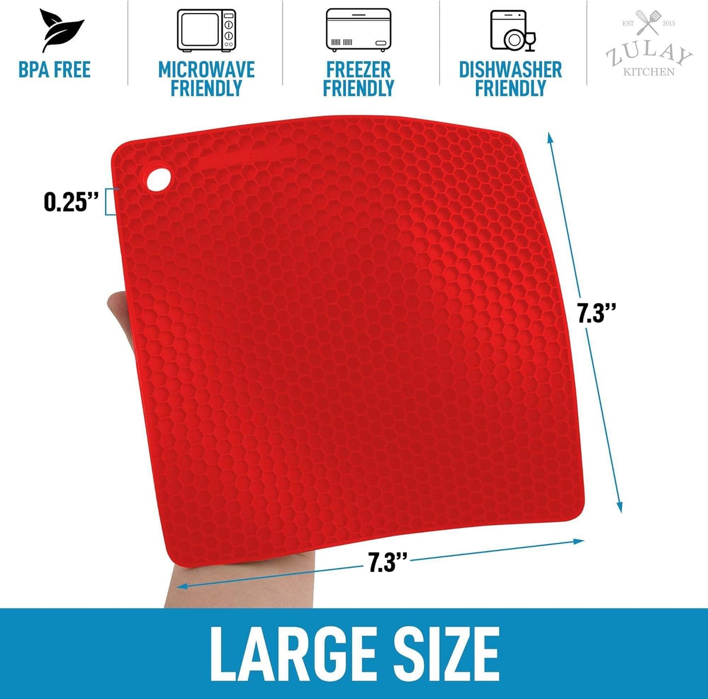 4 Pack Silicone Trivets - 7'x7' Silicone Pot Holders & Coasters - Non Slip, Heat Resistant Mat for Countertop V1258-DP02-B-832