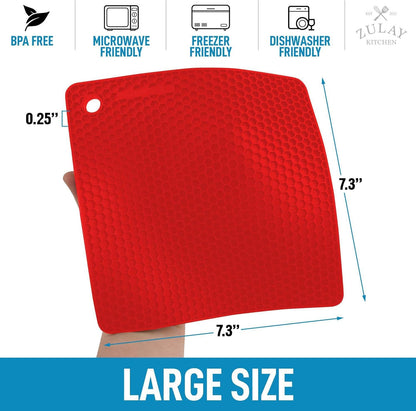 4 Pack Silicone Trivets - 7'x7' Silicone Pot Holders & Coasters - Non Slip, Heat Resistant Mat for Countertop V1258-DP02-B-832