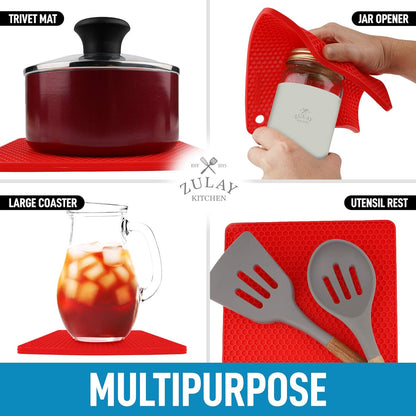 4 Pack Silicone Trivets - 7'x7' Silicone Pot Holders & Coasters - Non Slip, Heat Resistant Mat for Countertop V1258-DP02-B-832