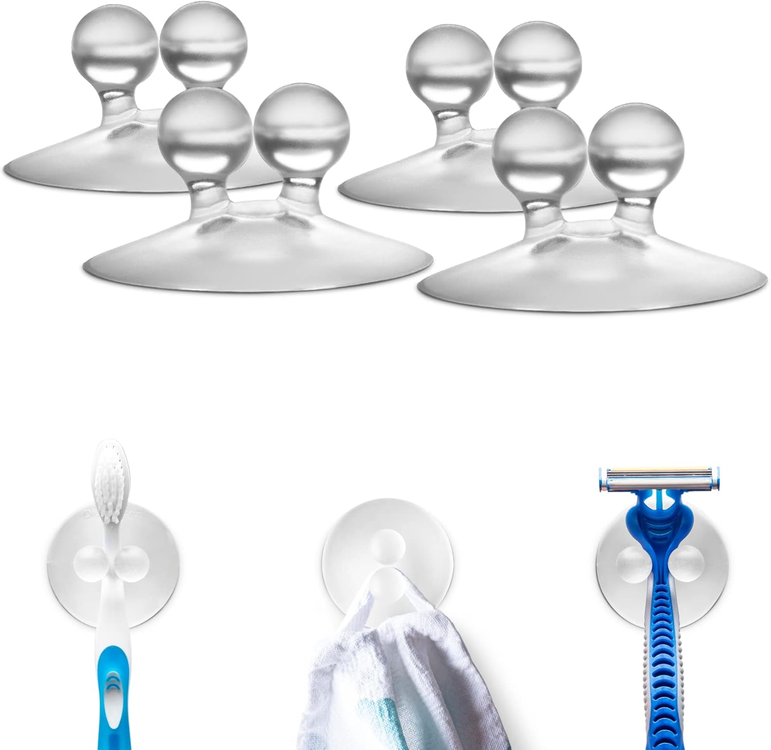 Jot Super Strong, Everyday, Multi-Purpose PVC Suction Hooks & Holders - Pack of 4, Clear V1258-DP02-B-838