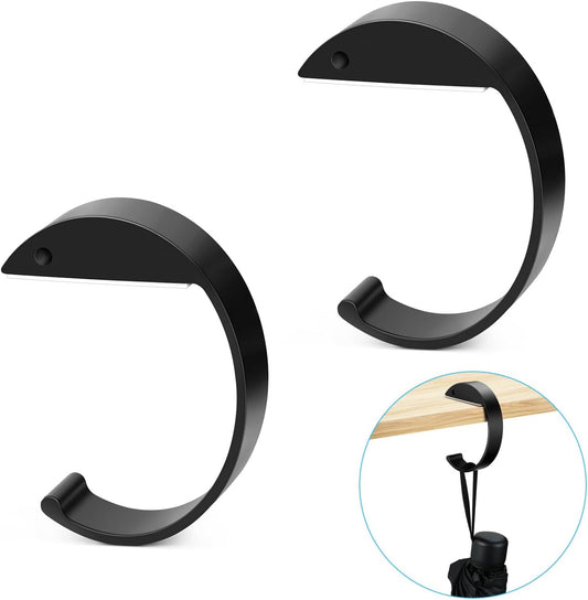 2PCS C Shape Purse Hooks for Table, Headphone Hanger, Aluminum Alloy Desk Heavy Duty Purse Handbag Hooks for V1258-DP02-B-842