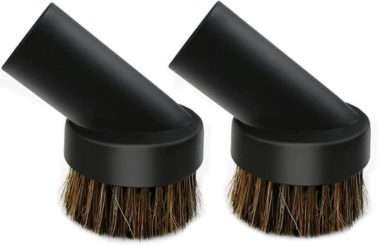 2 Pcs Black Round Dust Brush 25mm Horse Hair for 1.2-1.22in Hose Vacuum Cleaners Accessories V1258-DP02-B-844