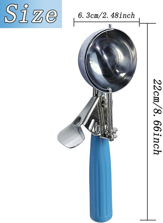 Stainless Steel Ice Cream Scoop Set Dishers Scoops Cookie Scoop Set Food Scoop, Right Handed Scoop, Blue V1258-DP02-B-845
