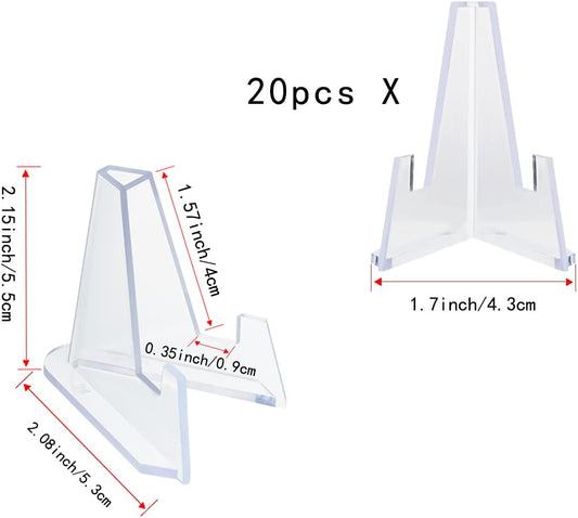 20 Packs Acrylic Easel Stands Display Stand Mini Clear Holder for Displaying Small Artworks, Coins, Pocket V1258-DP02-B-847