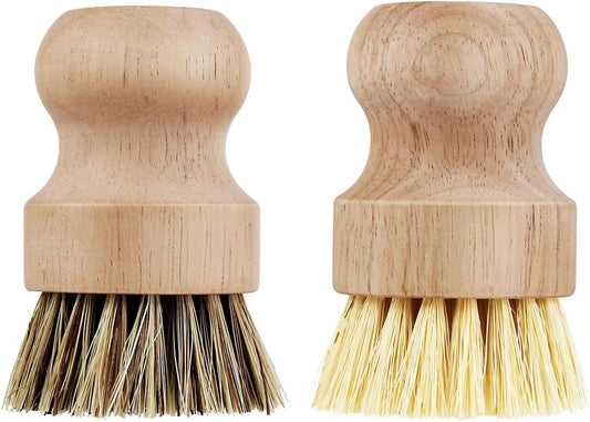 2 Pcs Dish Brush, Wood Dishes Scrub Brush, Pot Brush for Kitchen Cleaning Dishes Pots Pans (Sisal and Palm) V1258-DP02-B-850