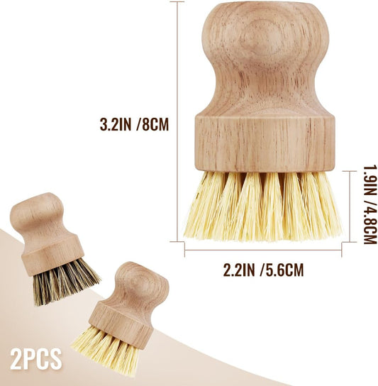 2 Pcs Dish Brush, Wood Dishes Scrub Brush, Pot Brush for Kitchen Cleaning Dishes Pots Pans (Sisal and Palm) V1258-DP02-B-850