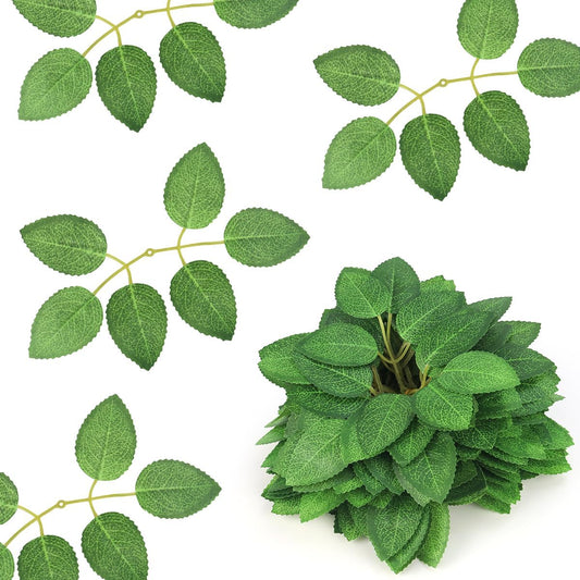 50pcs Artificial Green Leaves, Rose Leaves Artificial, Bulk Fake Leaves Greenery Leaves for DIY Wedding V1258-DP02-B-851