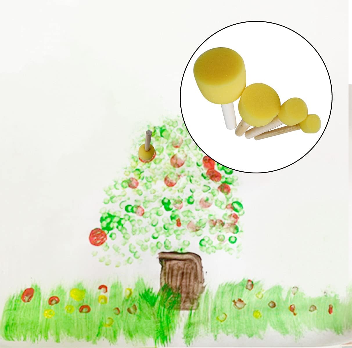 20 pcs Round Sponges Brush Set, 4 Sizes Paint Tools for Kids V1258-DP02-B-856