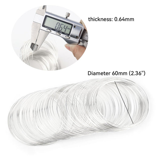 200 Loops Memory Steel Wire for Jewelry Making Supplies, 0.6mm Bangle Bracelet Wire Memory Beading Wire for V1258-DP02-B-859