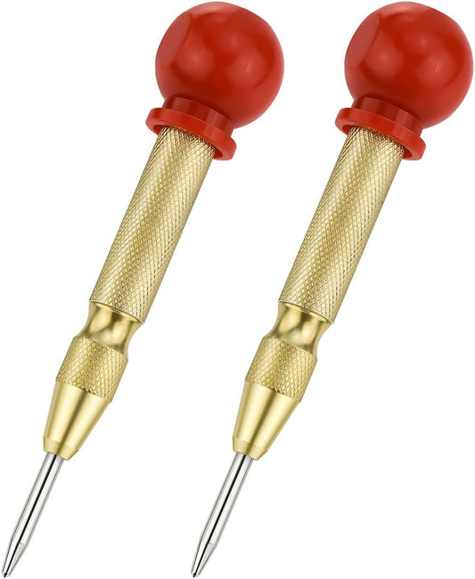 2 Pack Automatic Center Punch, 5 Inch Crushing Hand Tool Spring Punch with Cushion Cap, Metal Impact Center V1258-DP02-B-871