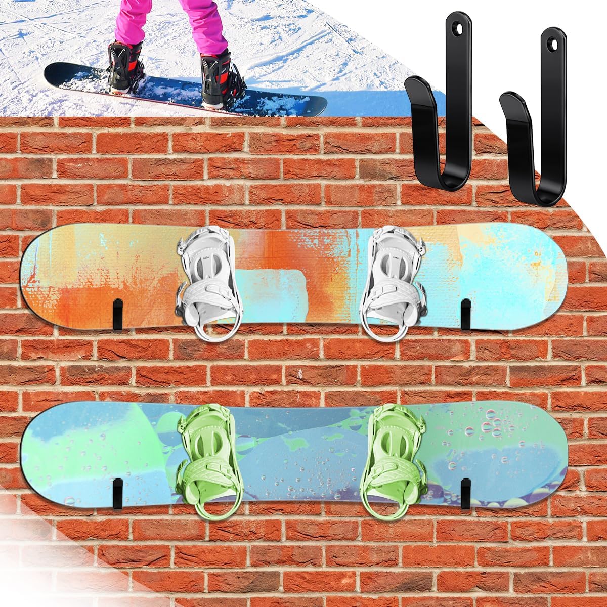 Snowboard Wall Mount Clips, Horizontal Snowboard Rack Display Stand, Snowboard Wall Mount Clips for V1258-DP02-B-876