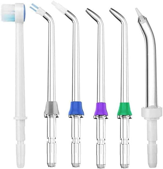6 Pcs Classic Jet Tip Set, Replacement Tips and Water Flossers and Brush Heads for Compatible Waterpik Water V1258-DP02-B-877