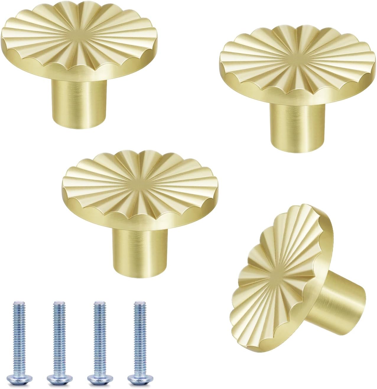 4 Pack Cabinet Knobs Zinc Alloy Solid Kitchen Cabinet Pulls Brushed Gold Drawer Knobs Dresser Cabinet Handles V1258-DP02-B-879
