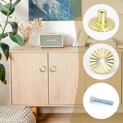 4 Pack Cabinet Knobs Zinc Alloy Solid Kitchen Cabinet Pulls Brushed Gold Drawer Knobs Dresser Cabinet Handles V1258-DP02-B-879