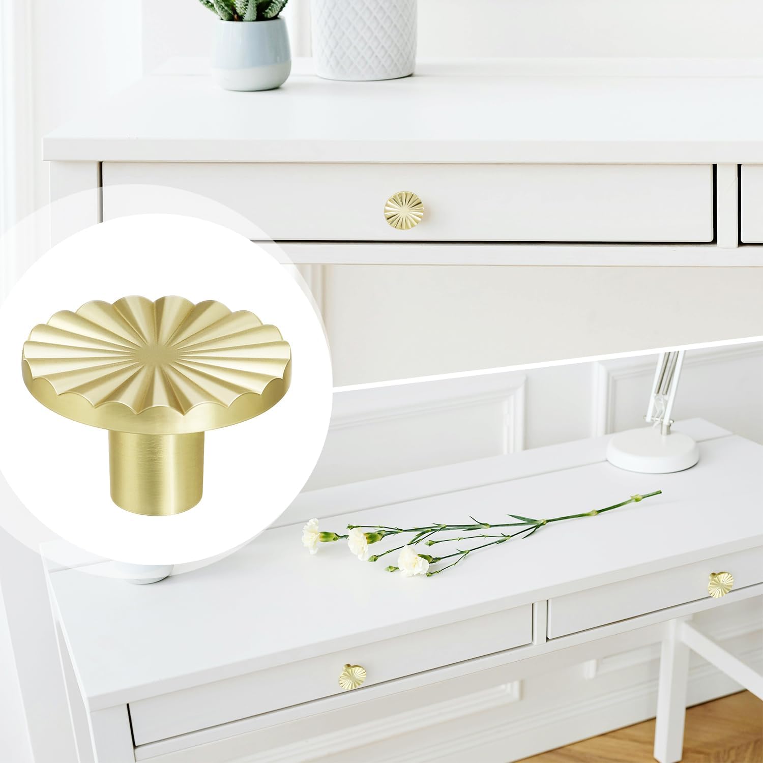 4 Pack Cabinet Knobs Zinc Alloy Solid Kitchen Cabinet Pulls Brushed Gold Drawer Knobs Dresser Cabinet Handles V1258-DP02-B-879