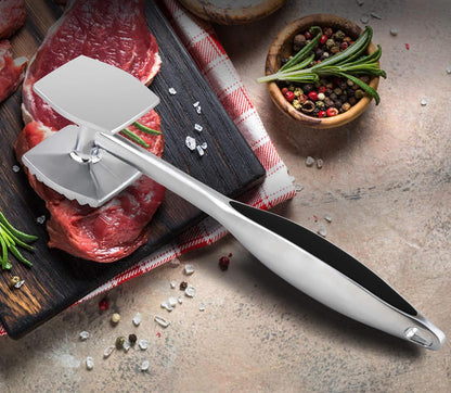 Meat Tenderizer Hammer Tool Pounder For Tenderizing Steak Beef Poultry, Heavy Duty Dual-Sided Mallet with V1258-DP02-B-882