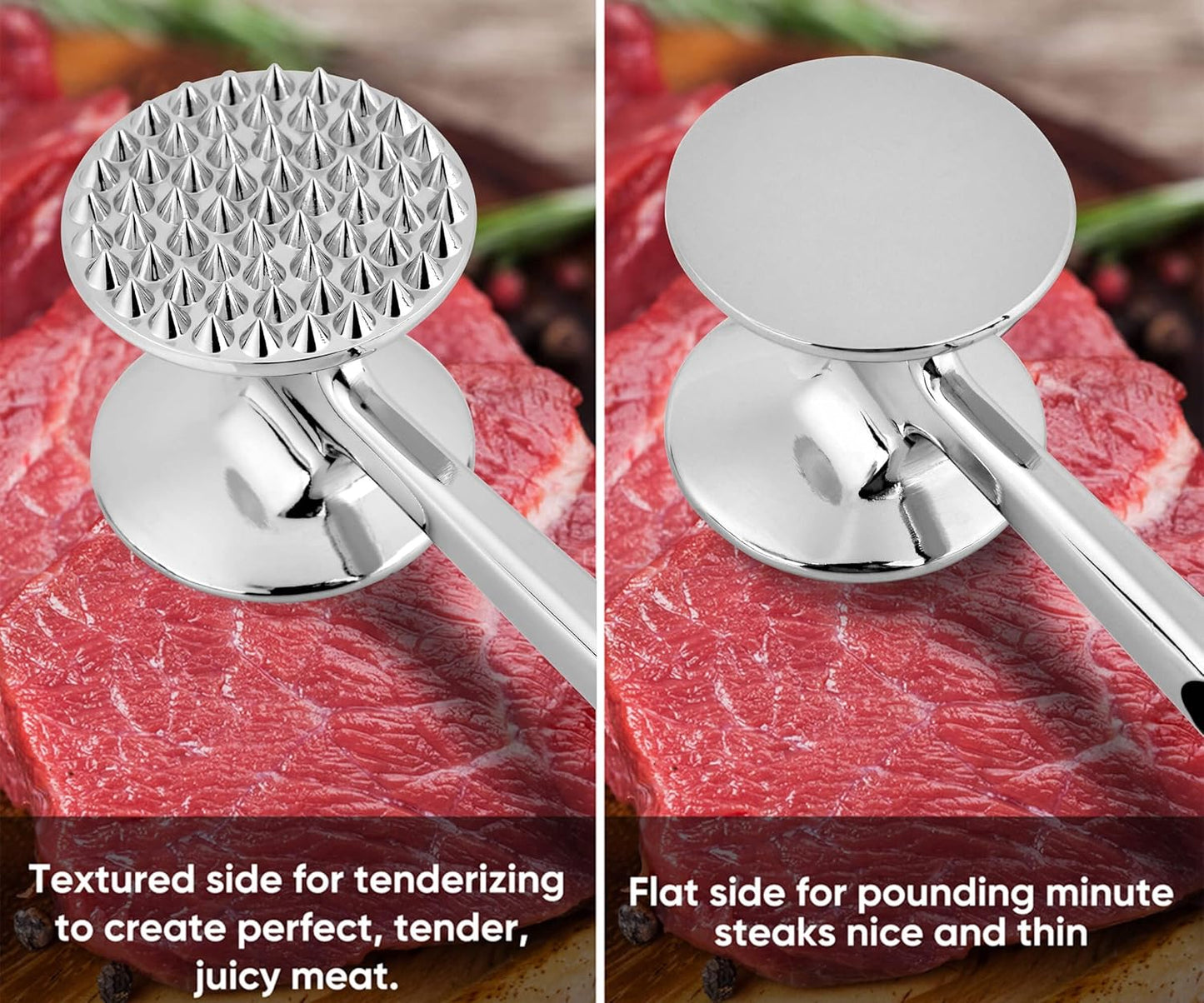 Meat Tenderizer Hammer Tool Mallet Pounder for Kitchen Tenderizing Steak Beef Poultry,Heavy Duty Dual-Sided V1258-DP02-B-883