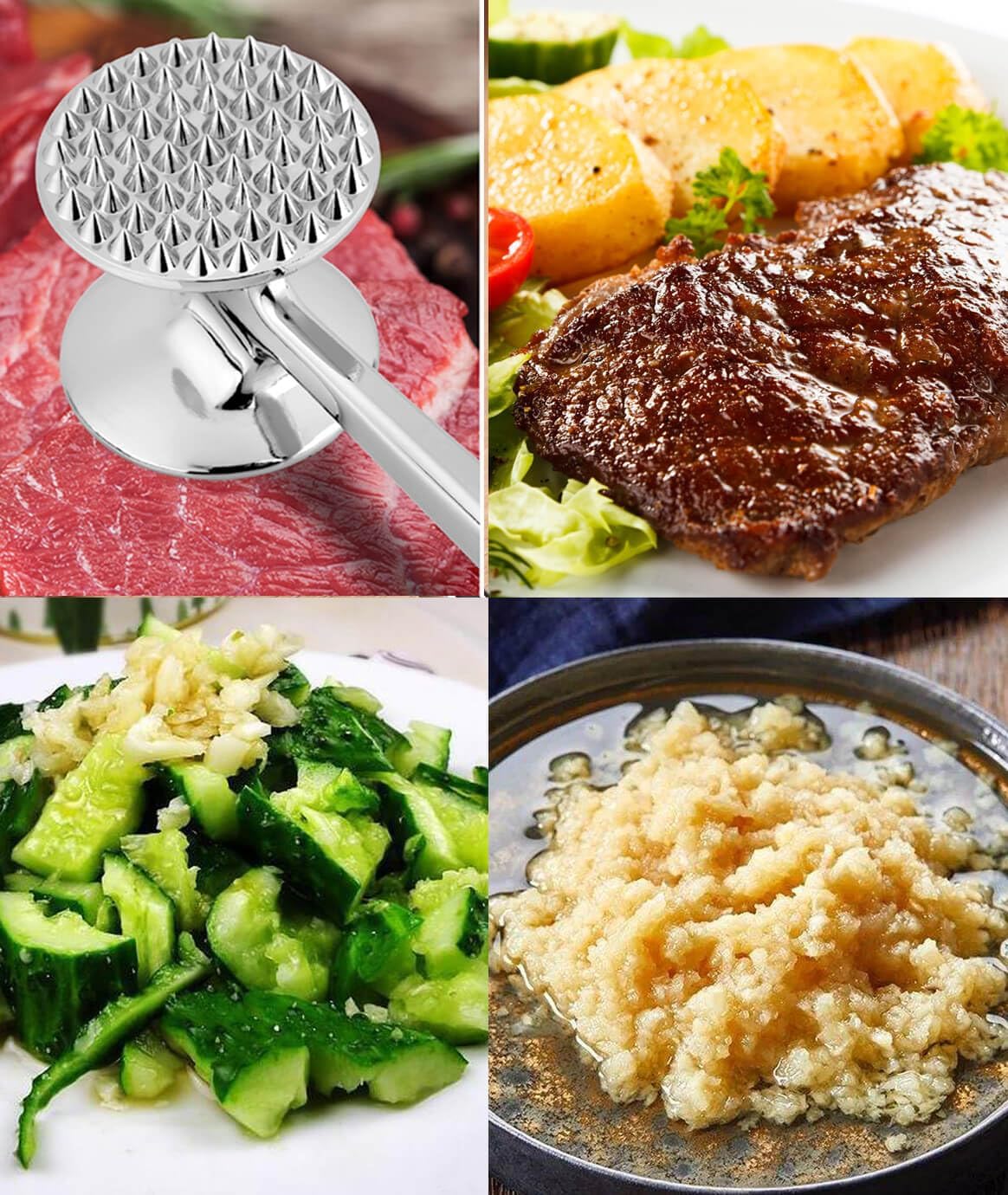 Meat Tenderizer Hammer Tool Mallet Pounder for Kitchen Tenderizing Steak Beef Poultry,Heavy Duty Dual-Sided V1258-DP02-B-883