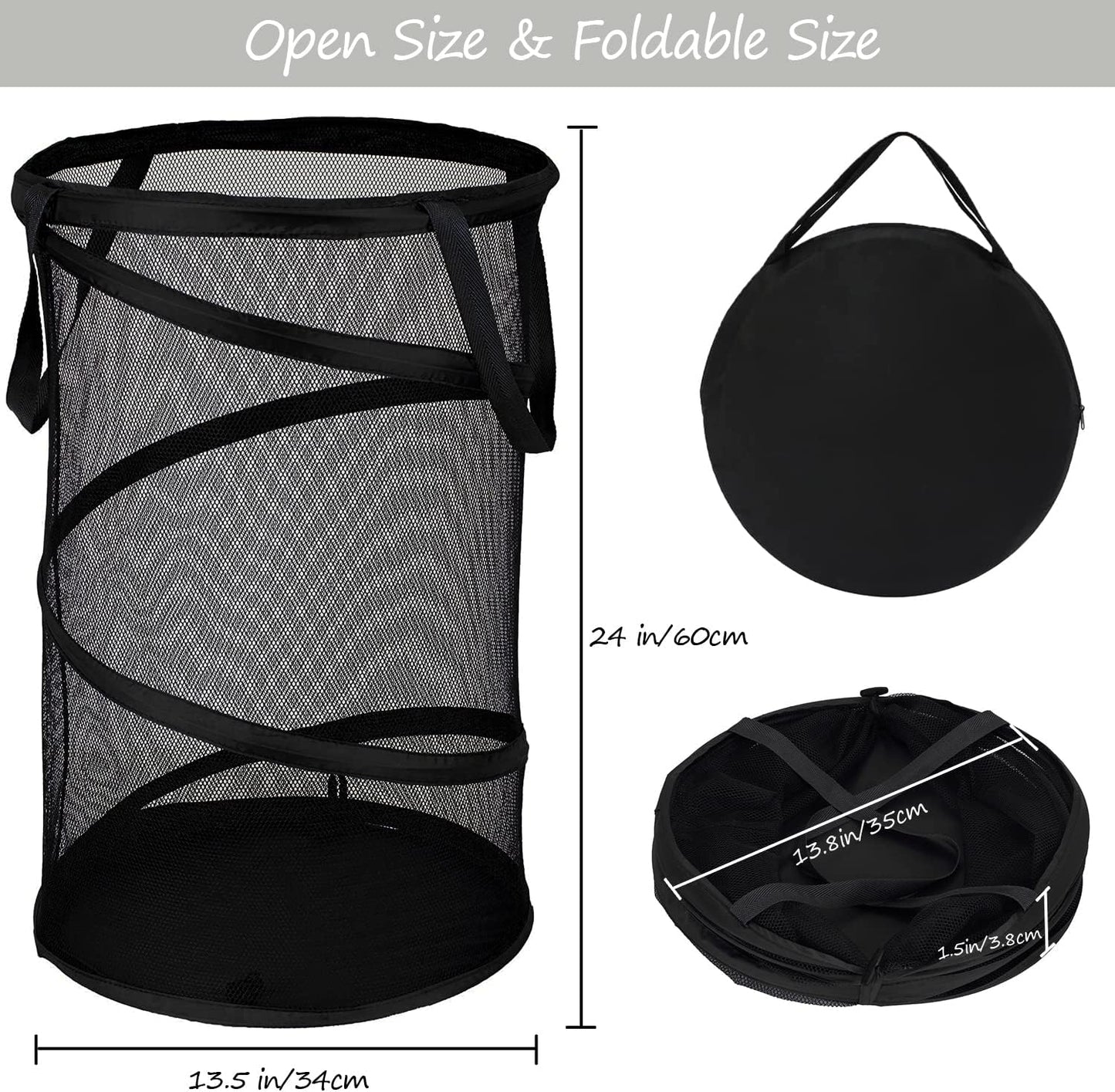Collapsible Laundry Basket Foldable Mesh Pop Up Hamper with Handles for Laundry Room, Bathroom, Kids Room, V1258-DP02-B-887