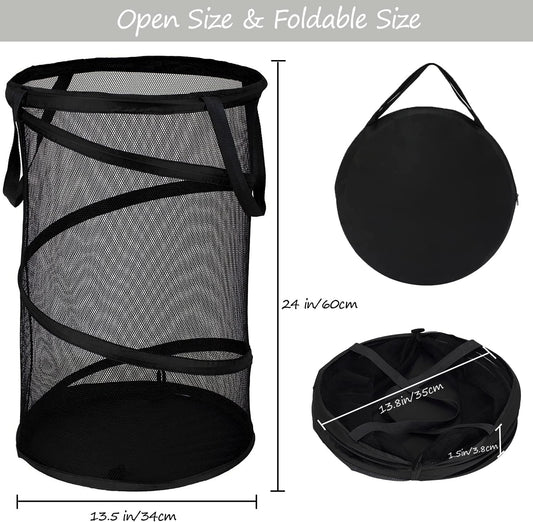Collapsible Laundry Basket Foldable Mesh Pop Up Hamper with Handles for Laundry Room, Bathroom, Kids Room, V1258-DP02-B-887