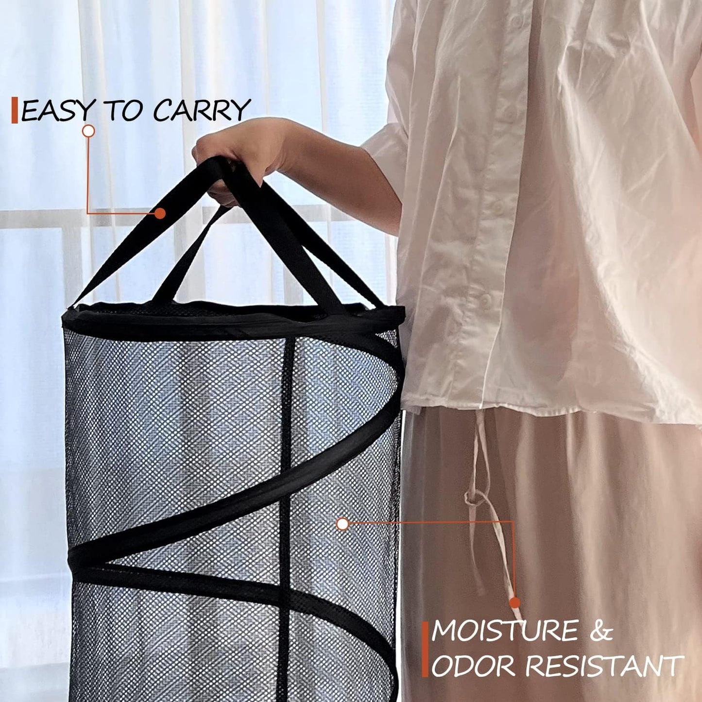 Collapsible Laundry Basket Foldable Mesh Pop Up Hamper with Handles for Laundry Room, Bathroom, Kids Room, V1258-DP02-B-887