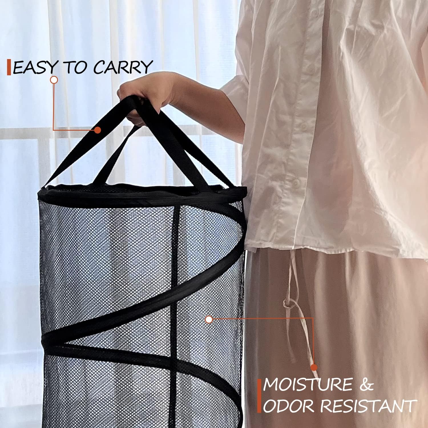 Collapsible Laundry Basket Foldable Mesh Pop Up Hamper with Handles for Laundry Room, Bathroom, Kids Room, V1258-DP02-B-887