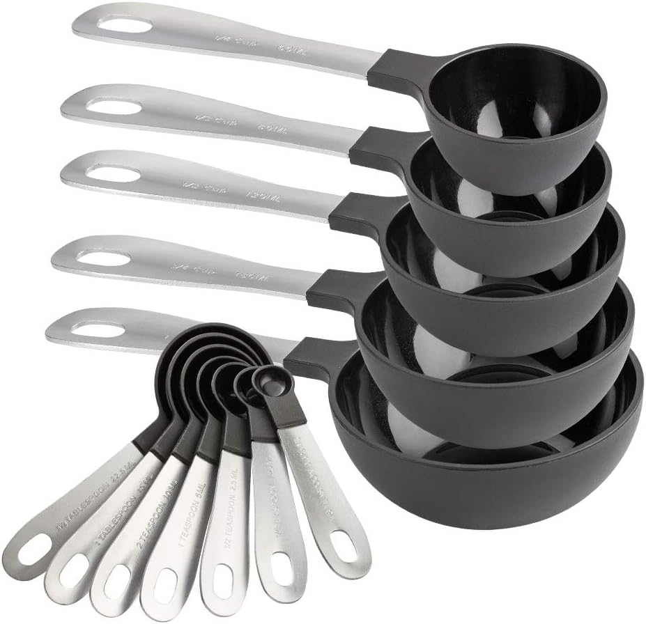 Measuring Cups Set and Measuring Spoon Set, Stainless Steel Handles, Nesting Kitchen Measuring Set, Liquid V1258-DP02-B-892