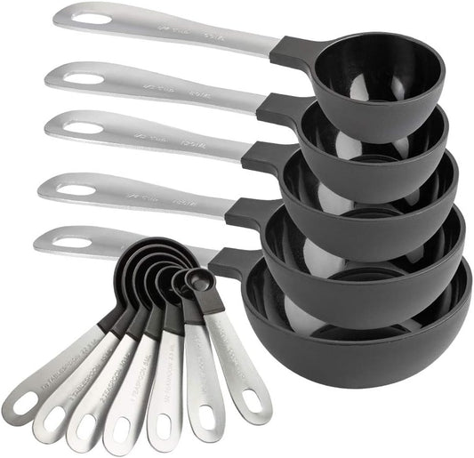 Measuring Cups Set and Measuring Spoon Set, Stainless Steel Handles, Nesting Kitchen Measuring Set, Liquid V1258-DP02-B-892