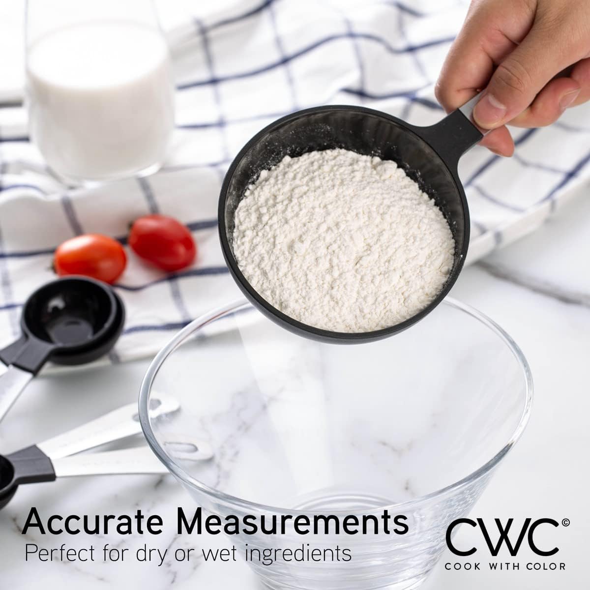 Measuring Cups Set and Measuring Spoon Set, Stainless Steel Handles, Nesting Kitchen Measuring Set, Liquid V1258-DP02-B-892