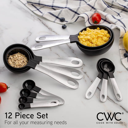 Measuring Cups Set and Measuring Spoon Set, Stainless Steel Handles, Nesting Kitchen Measuring Set, Liquid V1258-DP02-B-892