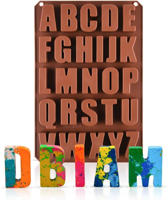 26 Cavities Large Letter Molds Silicone Alphabet Mold for Crayon, Resin, Chocolate, Candy, Wax, Cake Baking V1258-DP02-B-9