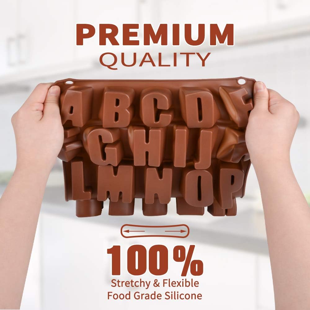 26 Cavities Large Letter Molds Silicone Alphabet Mold for Crayon, Resin, Chocolate, Candy, Wax, Cake Baking V1258-DP02-B-9
